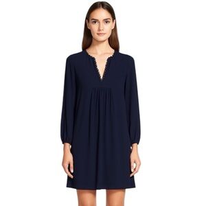 DVF Diane Von Furstenberg Aria Navy Chiffon Tunic Dress Size 2